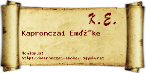 Kapronczai Emőke névjegykártya