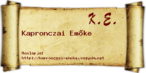 Kapronczai Emőke névjegykártya