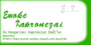emoke kapronczai business card